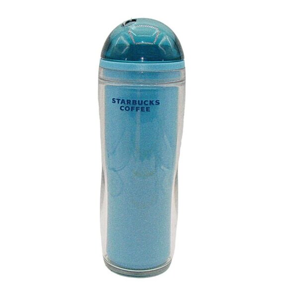 Starbucks Coffee Double Wall Cold Tumbler 16 Oz Teal Blue Dome Lid Clear Straw - Picture 1 of 12